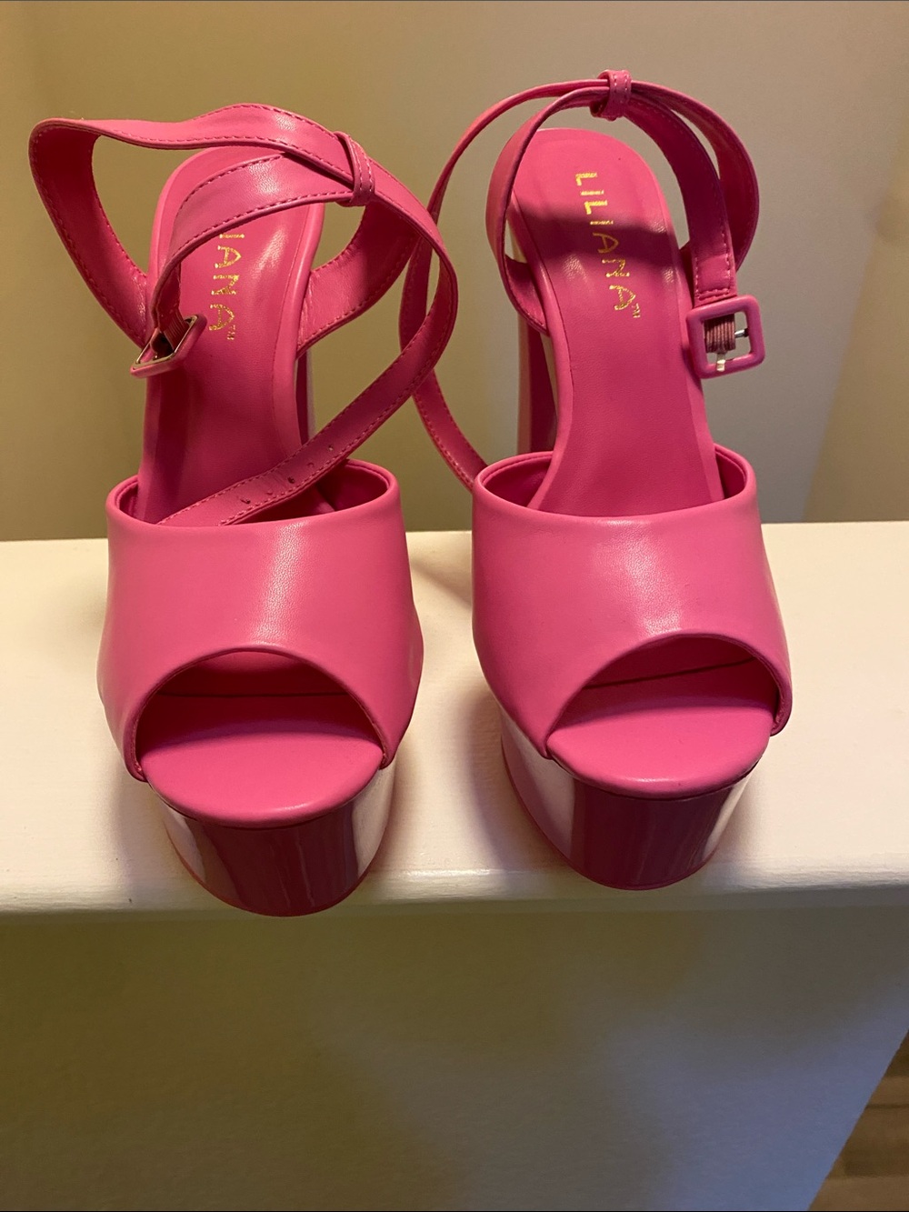 Liliana Hot Pink Strappy Platform Sandals